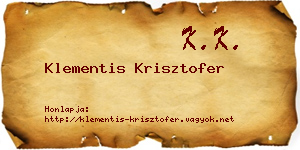 Klementis Krisztofer névjegykártya